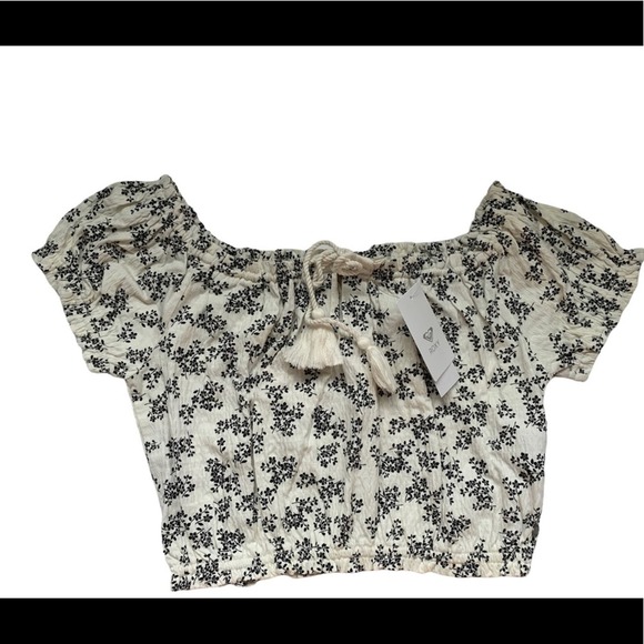 NWT ROXY Floral Off-Shoulder Crop Top. Size L - Picture 2 of 6